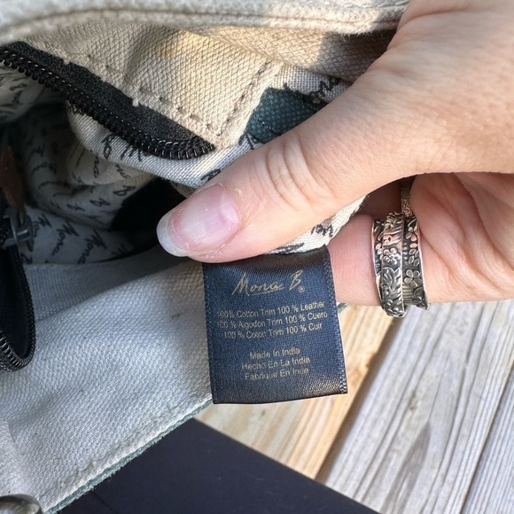 Mona B Cross City Ocean Canvas Tassel Detail Leather Crossbody Bag - Picture 9 of 11